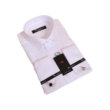 Dicotto Beyaz Dar Kesim Micro Kumaş Kol Düğmeli Slim Fit Erkek Gömlek - 201-1 001