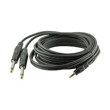 3.5 Mm Stereo Erkek / 2 X 6.3 Mm Mono Gitar Erkek Kablo 3 Metre 4434