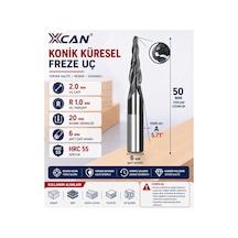 Küresel Konik Cnc Freze Ucu 2 Mm R1 6 Mm Şaft 3d Oyma Ve Gravür