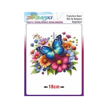 Kelebek Çiçek Ütü İle Yapışan Tekstil Dtf Baskı 2007