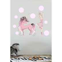 Crevidi Dans Eden Balerin Ve Unicorn Çocuk Odası Stickeri (508940151)