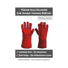 Deluxe Serisi Yanmaz Isıya Dayanıklı Eldiven Kaynak Yangın Için Su Geçirmez Çok Amaçlı Deri Eldiven