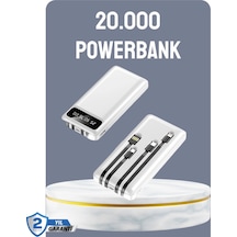 Mey İthalat Hızlı Şarj Destekli 20.000mah Powerbank Usb Type-c Lightning Lcd Beyaz