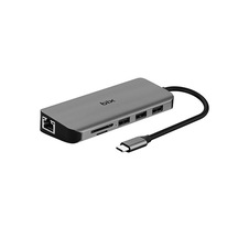Bix BX11HB Type-C to HDMI VGA Ethernet 3.5mm Aux Jack USB 3.0 PD Kart Okuyucu Dönüştürücü Adaptör Hub
