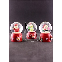 Dekoratif Hediye 3 Adet Yılbaşı Noel Baba Ve Kardan Adam Temalı Mini Boy Işıklı Kar Küresi 6,5 Cm Kar Küresi