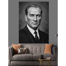 Ahşap Tablo Atatürk Siyah Beyaz Portre