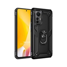 Xiaomi Mi 12 Lite İçin Kılıf Military Ring Holder Siyah Mi 12 Lite İle Uyumlu Kılıf - Siyah