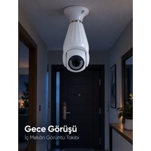 Lamba Duyuna Takılan Wifi Bağlantılı Gece Görüşlü Ip Güvenlik Kamerası Beyaz - Çok Renkli