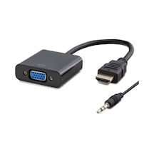 Büro Ev Ofis Network İçin Siyah 5v Güç 1080p Audio + Hdmı To Vga F Çevirici