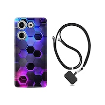Tecno Camon 20 Pro Kılıf Desenli İpli Boyun Askılı Silikon Petekler 1889