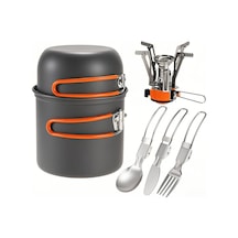 Yaozixa Tomshoo Kamp Çamaşırı Seti: Isıtma Tüpü, Alüminyum Tencere Ve Tava, Çelik Bıçak-kaşık-kürek, 1-2 Kişilik, Hafif Ve Taşınabilir Çok Renkli