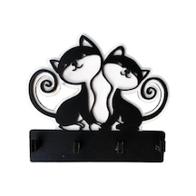 Caju Art & Decoration Sevimli Kediler Lazer Kesim Duvar Anahtarlık Anahtar Askısı Çok Renkli