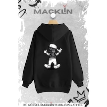 Unisex Kadın Erkek Karikatür Ayı Özel Tasarım Baskılı Sweatshirt Siyah Mck0703 Siyah