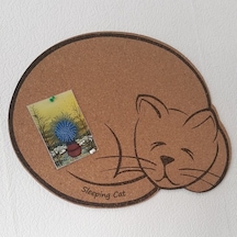 Uyuyan Kedi Mantar Duvar Panosu Arkası Yapışkanlı 42 Cm X 56 Cm