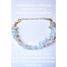 Aytaşı Taşı Kırık Taş Bileklik Şeffaf Transparan Taş Pirinç Kaplama Uzatma Zincirli Bileklik Asetat Kutu Asetat Kutu