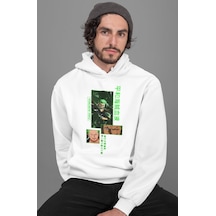 Sevbano Zoro Roronoa Baskılı Unisex Oversize One Piece Anime Hoodie beyaz