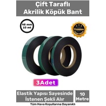 Süper Güçlü İz Bırakmayan Elastik Yapılı Çift Taraflı 48mm - 10 Metre Akrilik Köpük Bant - 3 Adet