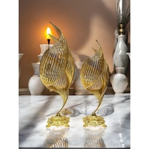 Metal Desenli Dekoratif Obje - Gold