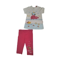 Büyümüş Baby Kids Kız Bebek Alt Üst Takım Beyaz Balık Figürlü Beyaz