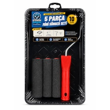 5 Parça Mini Sünger Boyacı Seti 10 Cm Sünger Rulo Boya Küveti Saplı