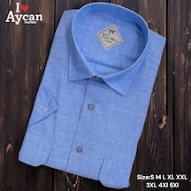 Linen Keten Klasik Kısa Kollu İki Cepli Kapaklı Mavi Baba Gömleği Regular Kalıp -10260 Mavi Linen Keten Klasik Kısa Kollu İki Cepli Kapaklı Mavi Baba Gömleği Regular Kalıp -10260 Mavi