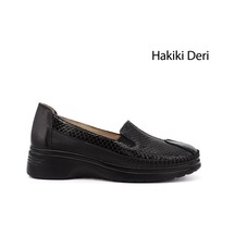 Gönderi(R) Gönderi R Siyah Krako Dolgu Taban Hakiki Deri Comfort Ayakkabı Siyah - Siyah Kroko