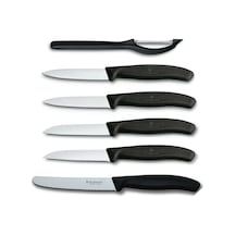 Victorinox 6 Parça Siyah Soyma Bıçak Seti ve Soyacak Siyah