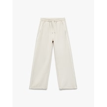 Koton Beli Bağlamalı Dokulu Cepli Geniş Paça Pantolon Bej 5skg40196aw Ekru