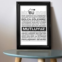 Ailenize Özel Dekoratif Ev Hediyesi Baskılı Çerçeve 24x33x1 Cm Açık Bej