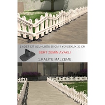 Dekoratif Plastik Alan Oluşturma Ve Bahçe Çiti 1 Adet Çit Y: 32 Cm / G: 55 Cm Sert Zemin Ayaklı - Beyaz
