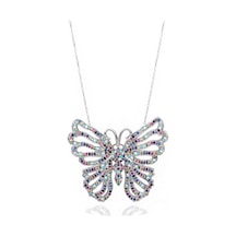 Brezza Lusso Jewelry 925 Ayar Renkli Taşlı Kelebek Kadın Gümüş Kolye (464954850) 80 CM ve Üzeri