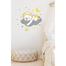 Bulutta Uyuyan Sevimli Şapkalı Ayıcık Duvar Sticker Seti