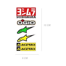 Sticker Seti Yoshimuro. Acerbis. Su Geçirmez 12X6 Cm 6 Parça Set