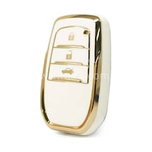 Gma Keys Lüx Toyota Corolla Flama X Pack 3 Buton Nano Anahtar Kılıfı Beyaz Gold Altın Renk 1.ci Kalite