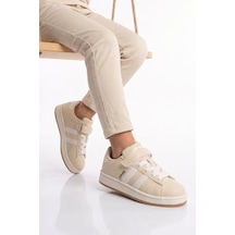 Cool Bej Cırt Bantlı Unisex Çocuk Yürüyüş Ve Spor Ayakkabı Sneaker Coop F