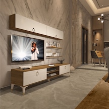 Decoraktiv Eko 5 Mdf Dvd Gold Tv Ünitesi Tv Sehpası Pera - Beyaz