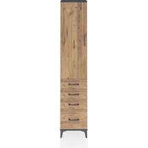 Arges Dolap 3 Raflı 4 Çekmeceli Tek Kapaklı 44x30x221 Antrasit-çam Antrasit