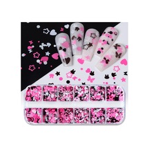 Pembe Beyaz Tırnak Süsleme Folyo Pulları Karışık Dizayn Kelebek Kalp Tavşan Nail Art