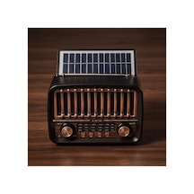 Solar Panelli Fm Radyo - Şarjlı - Bluetooth Özellikli - Aux Girişli - Nostaljik Tasarım Çok Renkli