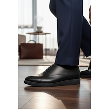 Enoch Erkek Siyah Hakiki Deri Klasik Ayakkabı Brogue İşlemeli Cap Toe Burunlu Ve Hafif Comfort Tabanlı Bağcıklı Model Siyah