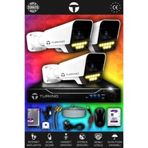 Turkno 3 Kameralı Supia 3 Dış Kamera Set 250 GB 5 MP 2K Net Renkli Gece Görüşlü Güvenlik Kamerası Sistemi
