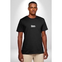 The Night Agent Siyah Oversize Unisex Ön Orta Minimal Baskılı Tişört Siyah