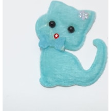 Mavi Kedi Süsleme Kumaş Sticker 100 Adet Mavi