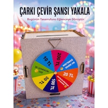 Çocuklar İçin Eğlenceli Tasarruf Oyunu Şans Çarklı Ahşap Kumbara Para Biriktirme Kutusu