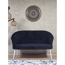 Zafir İkili Teddy Beyaz Boyalı Sivriltme Ayak Çay Seti Koltuk İkili Berjer , Balkon, Salon, Ofis Siyah