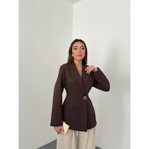 Hopıan Kadın Kahverengi Oturtmalı Blazer Ceket