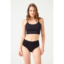 Cottonhill Cotonhill Pamuklu Yüksek Bel Toparlayıcı Kadın Bikini Külot Siyah