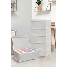 6'lı Set Kapaklı Çok Amaçlı Hurç Saklama Kutusu Organizer Baza 50 X 40 X 19 Cm Gri Gri