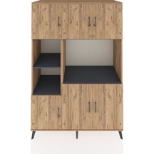 Kronos Dolap 9 Raflı 6 Kapaklı 132x59x195 Çam-çam/antrasit Çam