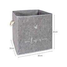 2 Adet Keçe Raf Düzenleyici Organizer-oyuncak Sepeti-çok Amaçlı Kutu 30x30x30 Cm Gri-beyaz